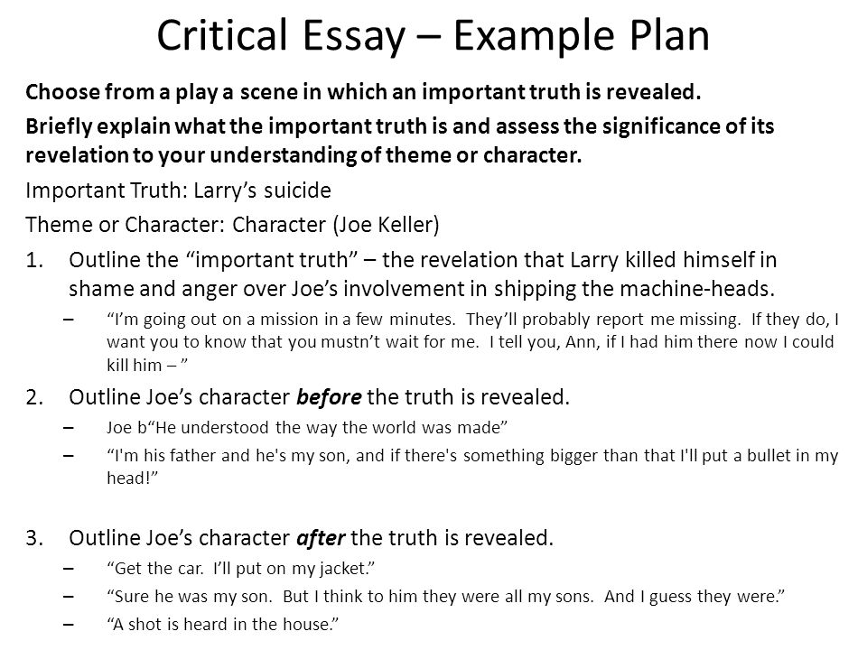 int 2 critical essay plan